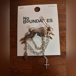 Easter No Boundaries Gold and Silver Rabbit Chain Brooch